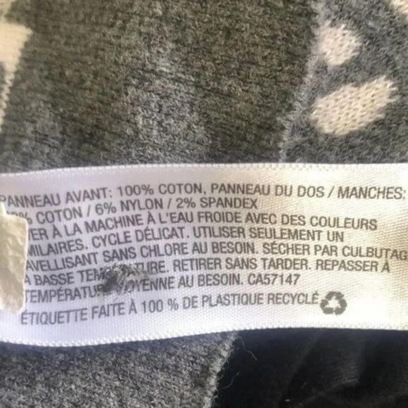 Merona Womens Cardigan Sweater Black Gray Animal Print Long Sleeve Button Up - Picture 10 of 14